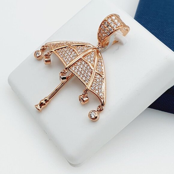 "14K Gold Plated Cubic Zircon Pendant, INUS1BR078 - Picture 4 of 10